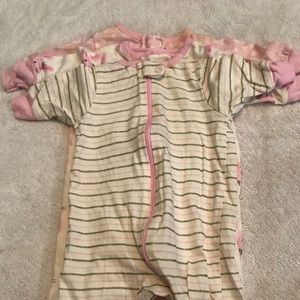 Bundle of 3 newborn girl baby zipper pajamas